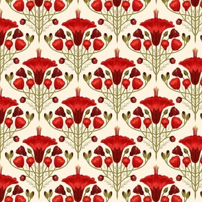 Vintage Elegance: Enchanting Red Floral Tapestry