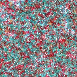 Very Merry Retro -- Retro Glitter Coordinates -- VintGlitter osc024 -- Vintage Christmas Glitter -- Solid Faux Glitter -- Simulated Glitter Look -- Christmas Vintage Blue Red Sparkles Print - 60.42in x 25.00in repeat - 150dpi (Full Scale)