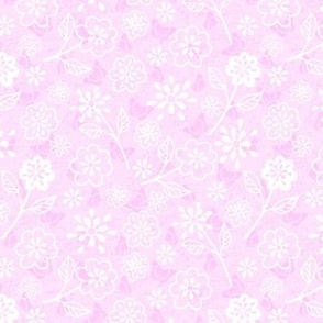 White Assorted Flowers on Light Pink Butterflies