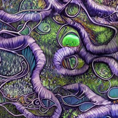 Mossy Forest Floor with Purple Roots