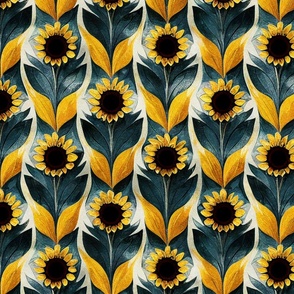 Art Deco Sunflower Flower Pattern by Stanley Artgerm · Creative