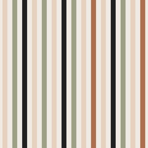 Stripes - Medium Scale - Terracotta and Green