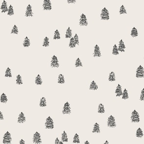 Pine Trees - Medium Scale - Black and white