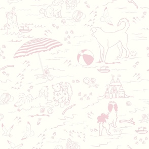 Puppy's Beach Vacation - Cotton Candy Pink on Neutral White  (TBS104)