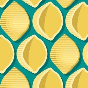 Pasta Conchiglie on a dark turquoise background, Large scale