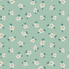 Sweet or Spooky Halloween, large, floral, daisy, green, celadon, teal