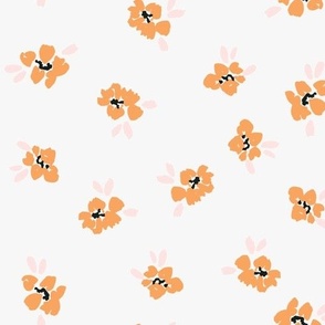 Large Hand painted white daisy fall floral in pink and orange for cute kids Halloween collection 