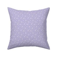 Small moon and stars on pastel lilac purple, halloween fall pattern for kids apparel and accessories