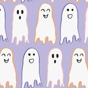 Small happy halloween ghosts on pastel lilac purple for kids apparel and accessories