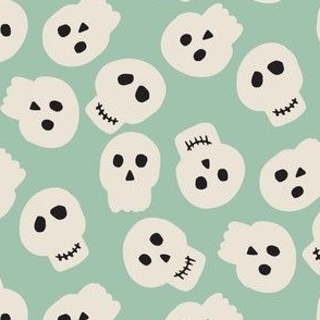 Medium Skulls with on jadeite green for cute kids halloween apparel