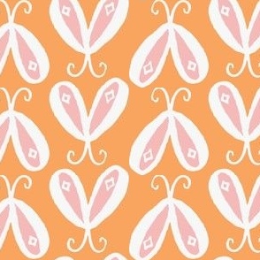 Medium, cute pink and orange halloween moths for girls apparel, halloween pyjamas, bright butterflies for kids