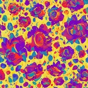 Abstract Red and Purple Florals