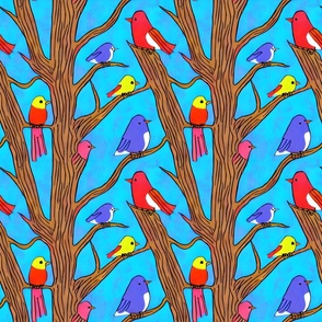 Colorful Birds in Trees