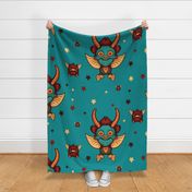 Large Scale, Occult, Baphomet, Teal Background