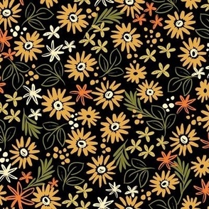 Boho floral Tile-Dark - Small Scale
