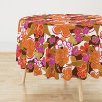 Vintage Hawaiian Fabric pink orange brown