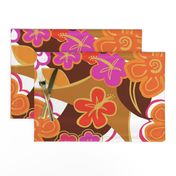 Vintage Hawaiian Fabric pink orange brown