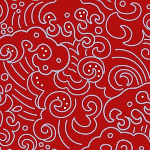 Large Pop Art Wave redto match wave of kanagawa quilt