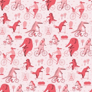 Animal friends on bikes_Pink