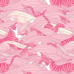 Tigers in the sea pink