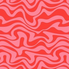 Retro groovy swirls wallpaper - vintage style swirl mid-century disco design nineties pink red 