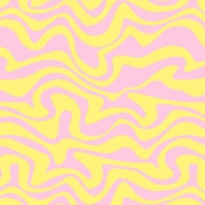 Retro groovy swirls wallpaper - vintage style swirl mid-century disco design nineties yellow pink neon