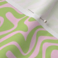 Retro groovy swirls wallpaper - vintage style swirl mid-century disco design nineties lime green pink blush 
