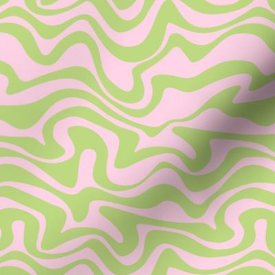Retro groovy swirls wallpaper - vintage style swirl mid-century disco design nineties lime green pink blush 