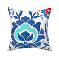 Boho,bohemian,blue,ottoman ,floral art