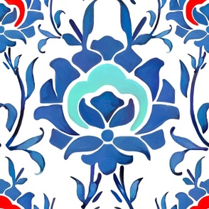 Boho,bohemian,blue,ottoman ,floral art