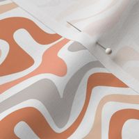 Colorful retro groovy swirls wallpaper - vintage style swirl mid-century disco design seventies peach burnt orange gray neutral palette on white