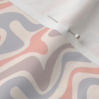 Colorful retro groovy swirls wallpaper - vintage style swirl mid-century disco design surf waves seventies beige blue blush palette