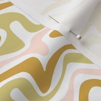Colorful retro groovy swirls wallpaper - vintage style swirl mid-century disco design nineties ochre green sage blush on white