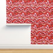 Colorful retro groovy swirls wallpaper - vintage style swirl mid-century disco design nineties red pink blush on stone red