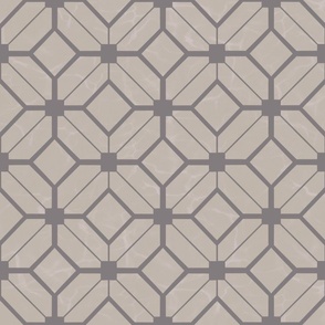 Taupe and Gray Fretwork on Marbled Background 