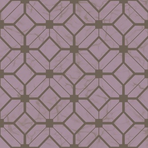 Sepia  fretwork on lilac marble 
