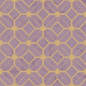 Tan fretwork on lilac marble by Anne-Marie Usher