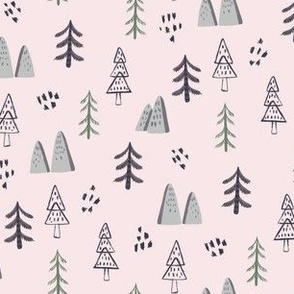 Scandinavian Pine Trees pink 
