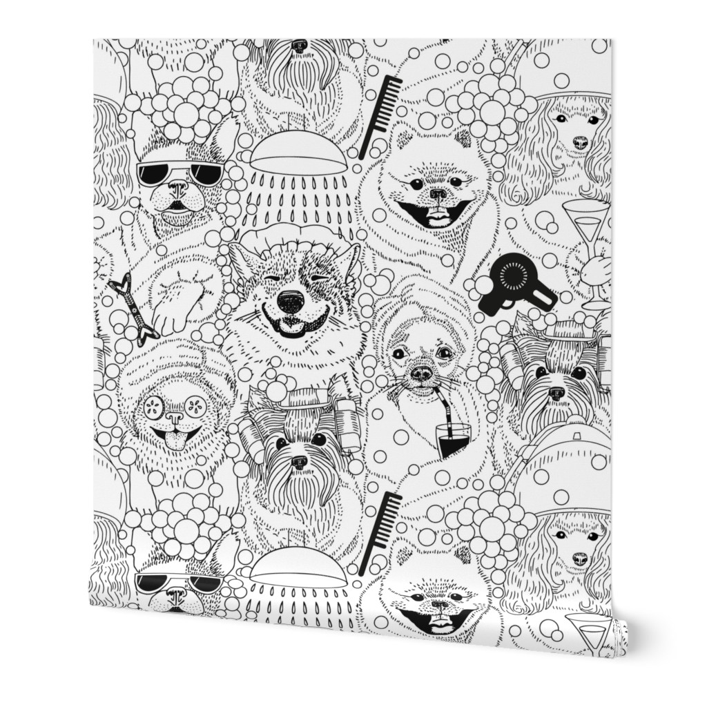 Happy dog spa  – big size - 12' on textil 24' on wallpaper