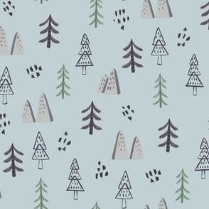 Scandinavian Pine Trees baby blue