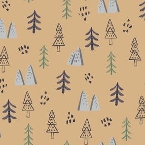 Scandinavian Pine Trees yellow 