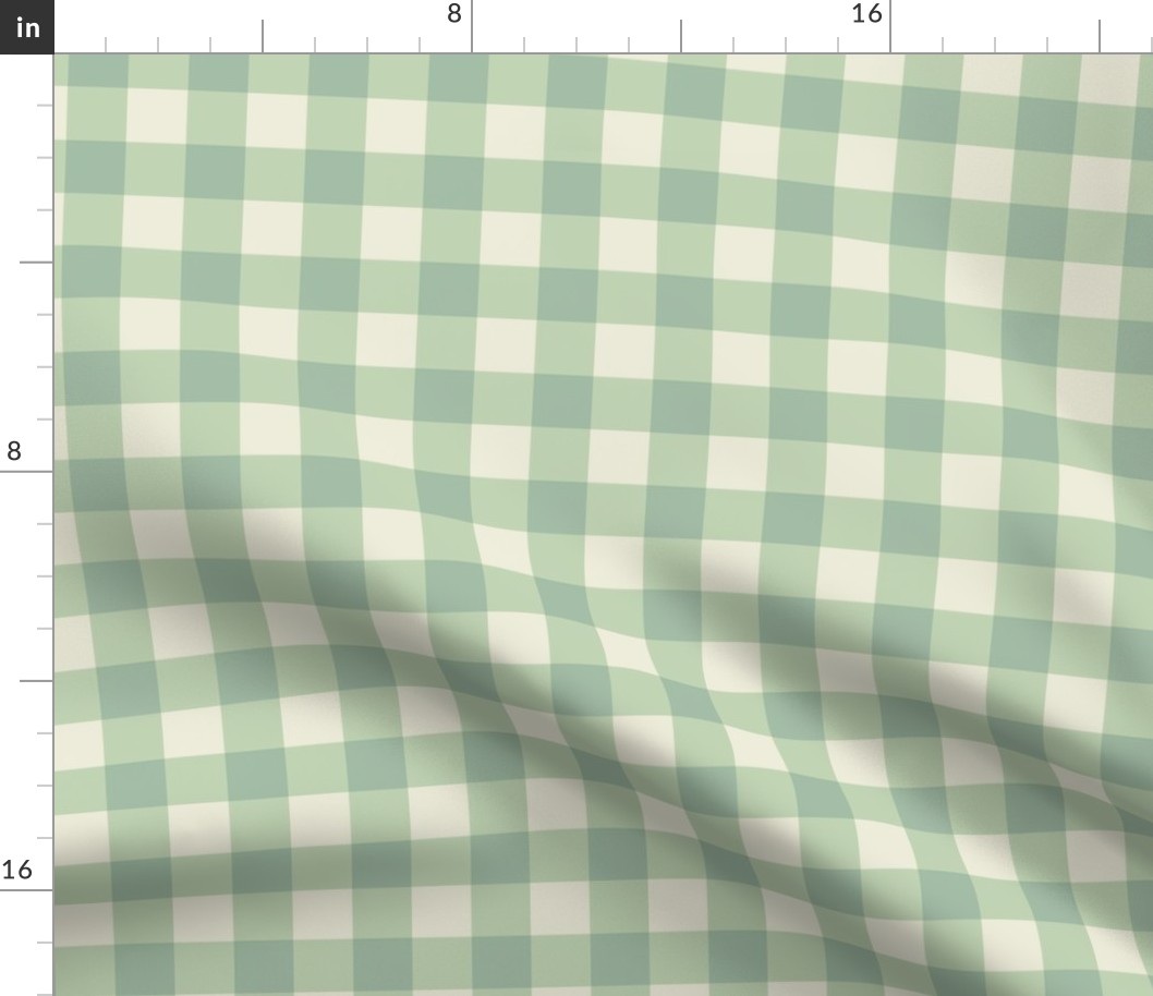 Soft Green Gingham - 1 inch