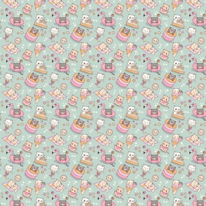 Kawaii Cat Fabric, Wallpaper and Home Decor