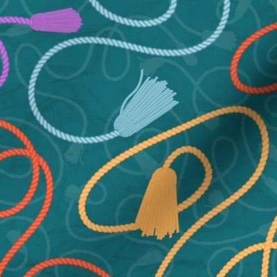 Cords and Tassels Passementerie - Sunset Palette - seamless 27in repeat