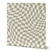  Wavy Sage Green Checkerboard Optical Pattern 