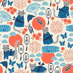 Kawaii Cat Fabric, Wallpaper and Home Decor