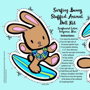 Hawaiian Surfing Bunny Doll Kit - Turquoise Blue