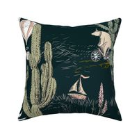 whimsical cactus nighty landscape - L