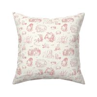 Smaller Scale Classic Pooh Sketch Scenes Soft Pink on Ivory