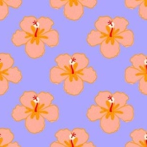 Orange and Lavender Hibiscus Pattern